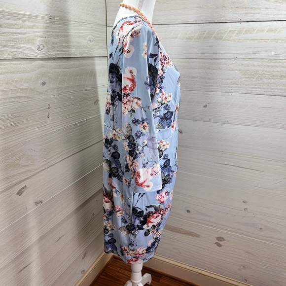 YOINS Gorgeous Floral Print Faux Wrap Dress 16 FREE SHIP - Picture 2 of 5